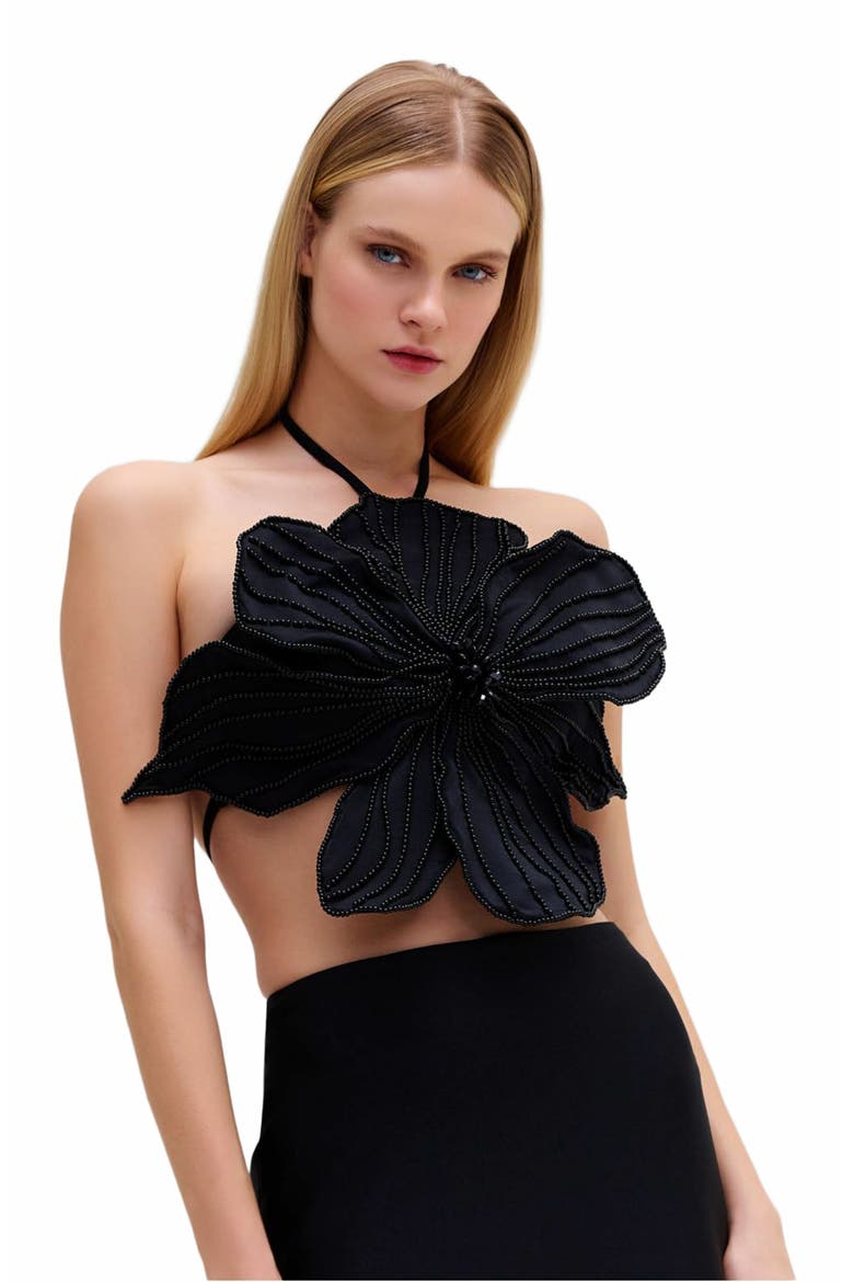 Hand-Beaded Flower Top, Alternate, color, BLACK