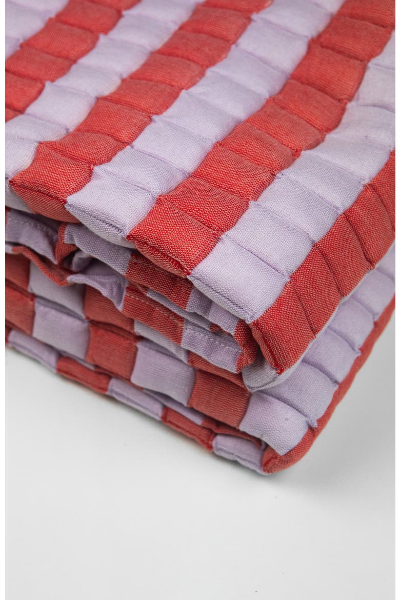 Quilted Sujani Striped Throw Blanket, Alternate, color, Red