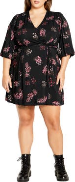 City Chic Camila Floral Faux Wrap Dress