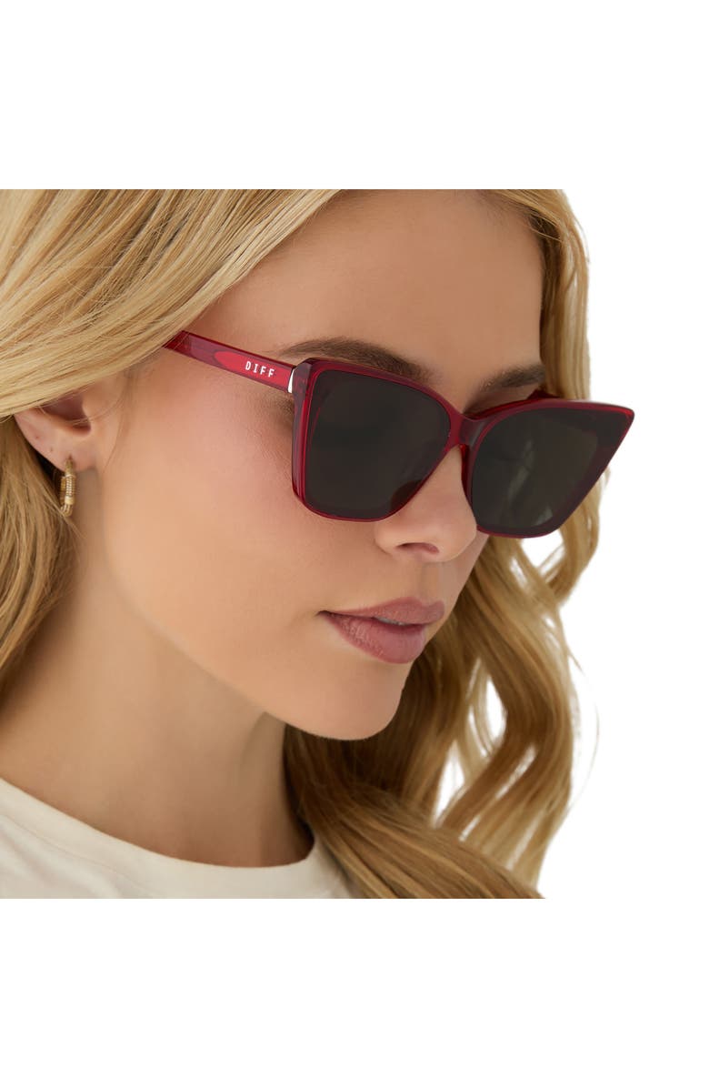 DIFF Alina 61mm Cat Eye Sunglasses, Alternate, color, Red Hot Summer / Grey