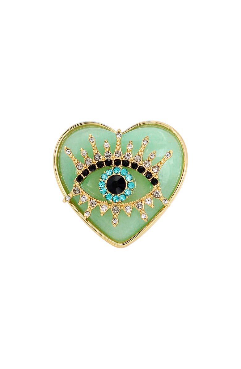 Kurt Geiger London Evil Eye Quartz Heart Cocktail Ring, Main, color,