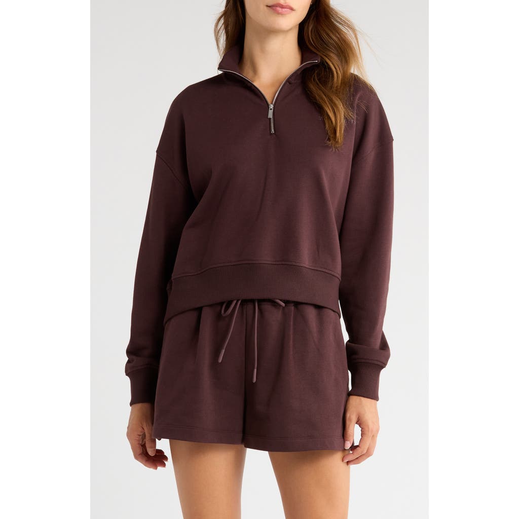 Sweaty Betty Revive Half Zip Crop Sweatshirt In Brown