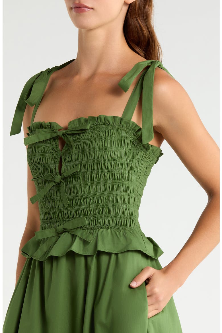 Neve Ruffle Smocked Maxi Dress, Alternate, color, OLIVE