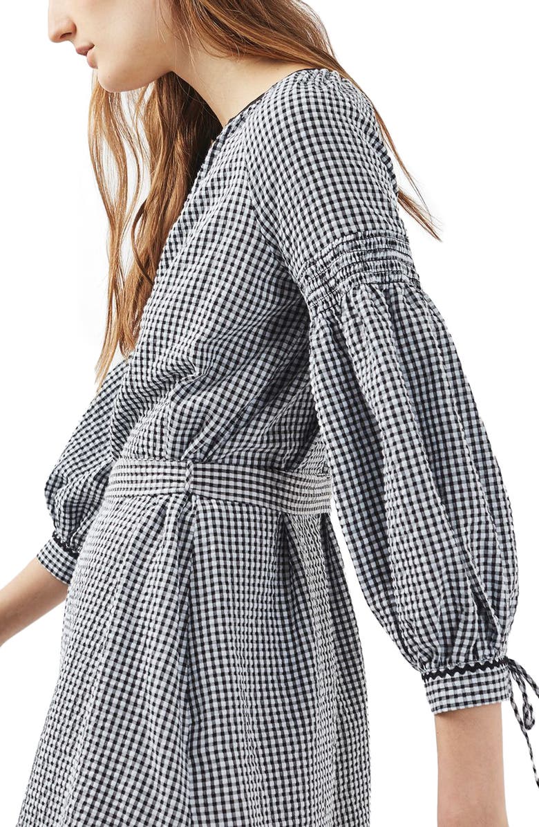Topshop Gingham Smock Dress, Alternate, color, 