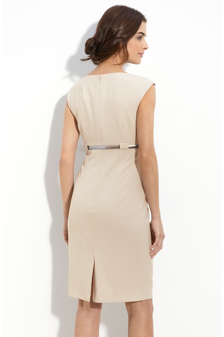 'Stretch Luxe' Belted Sheath Dress, Alternate, color, KHAKI