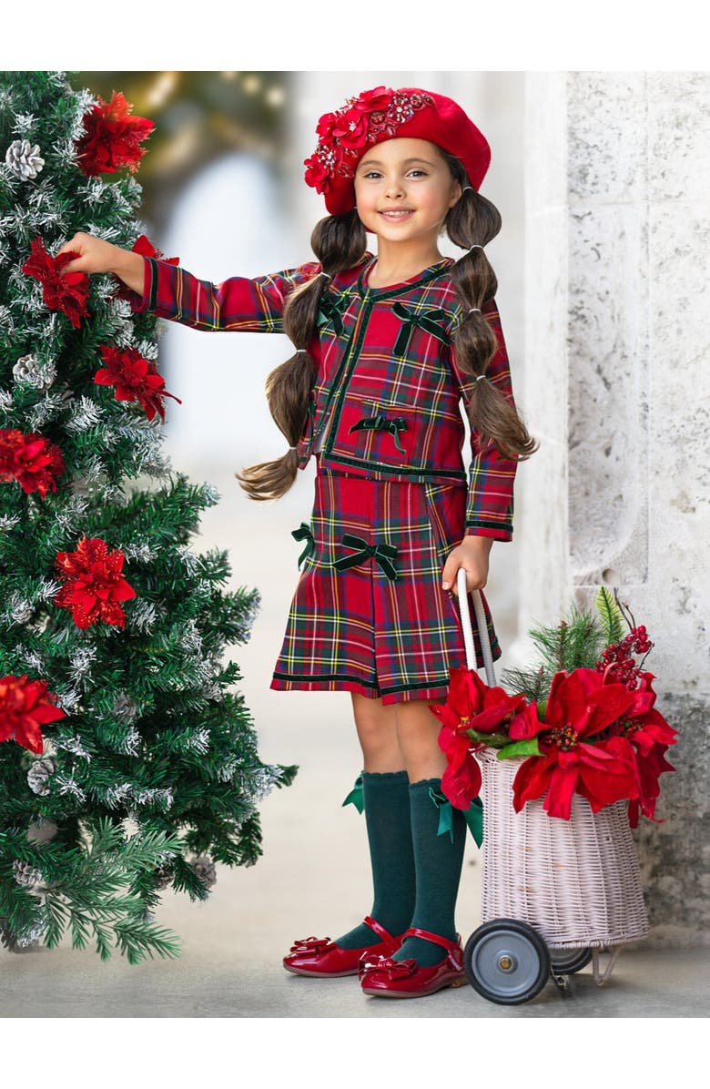 Mia Belle Girls Made For Fashionistas Festive Blazer And Skirt Set, Alternate, color, Red