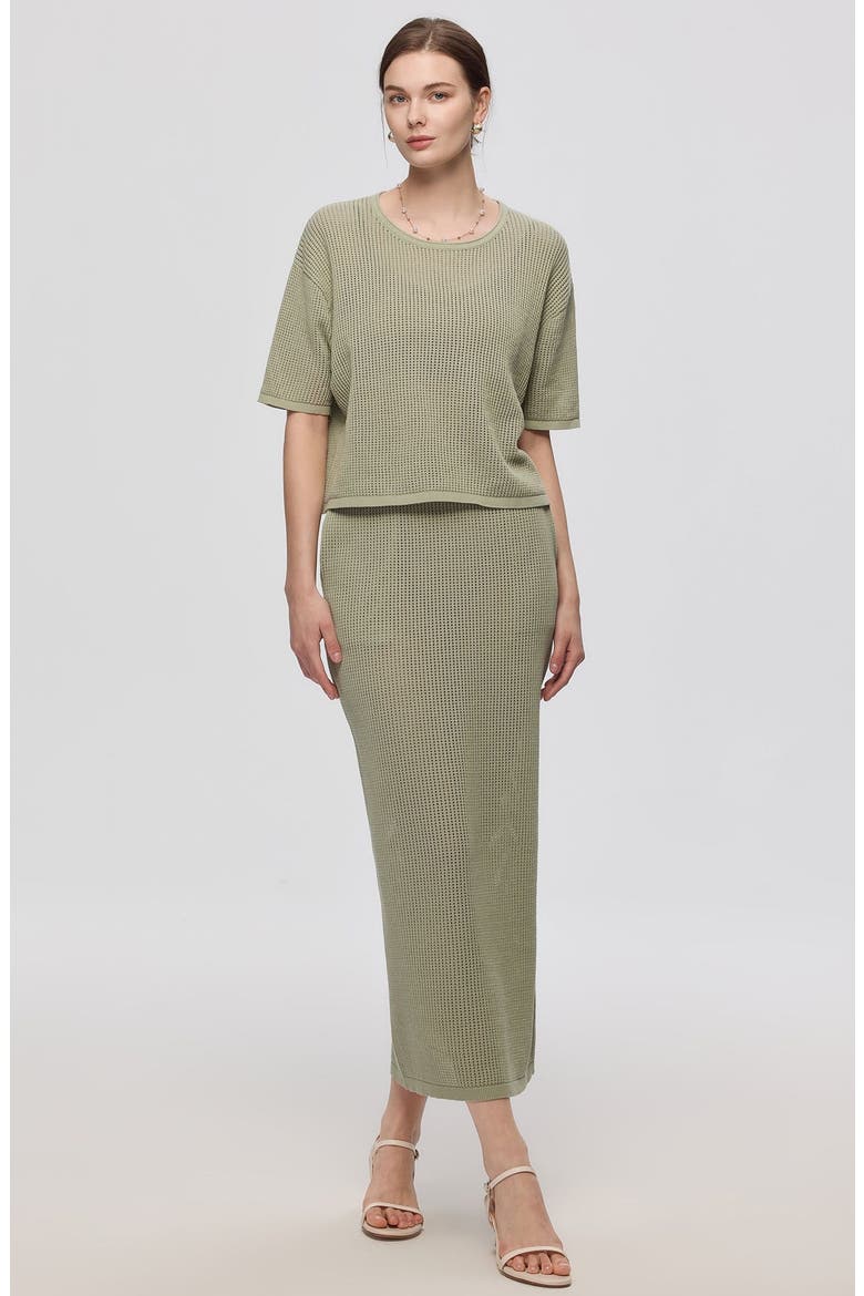 Marina Open Knit Skirt, Main, color, Light Sage