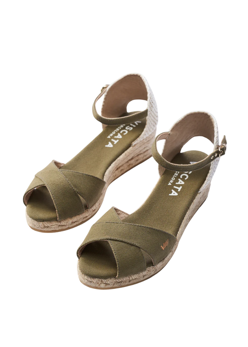 Viscata Salina Canvas Espadrille Sandal Wedges In Olive