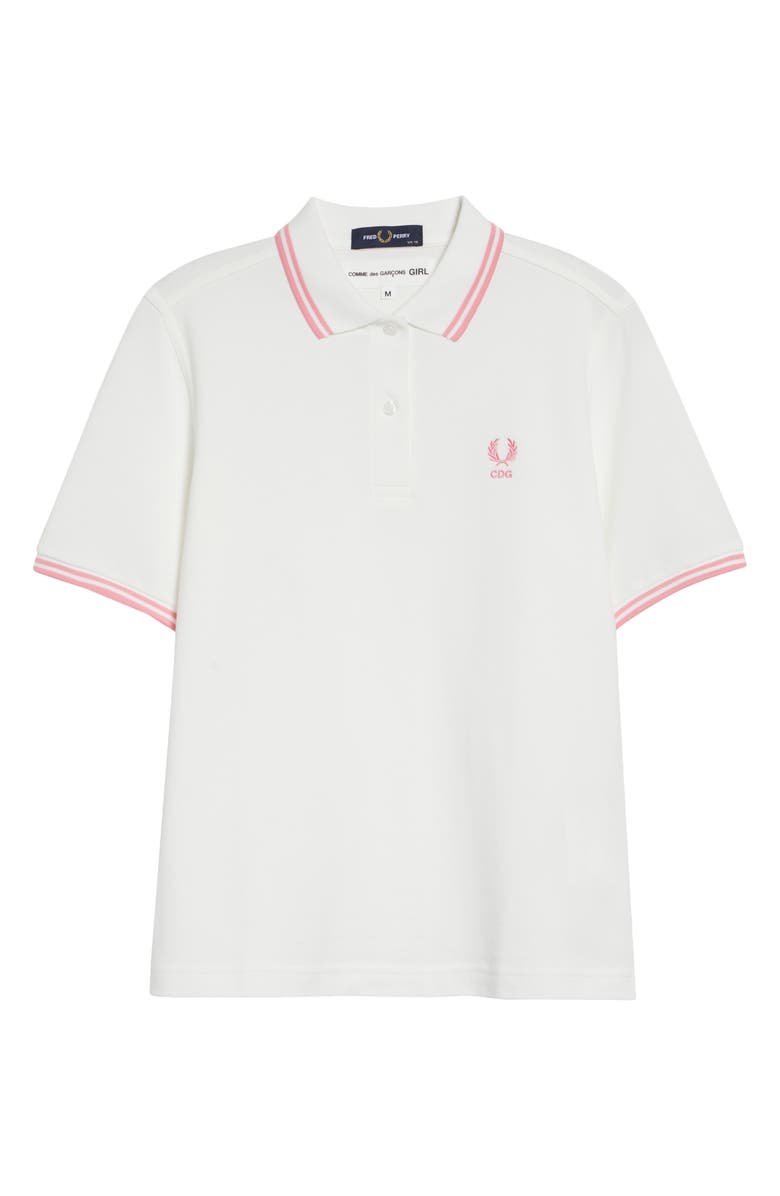 Comme des Garçons Girl x Fred Perry Tipped Cotton Piqué Polo, Main, color, White