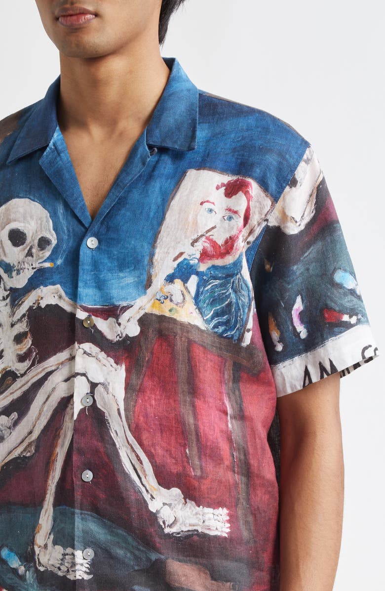 ENDLESS JOY Vincent French Linen Button-Up Shirt, Alternate, color, Blue Multi