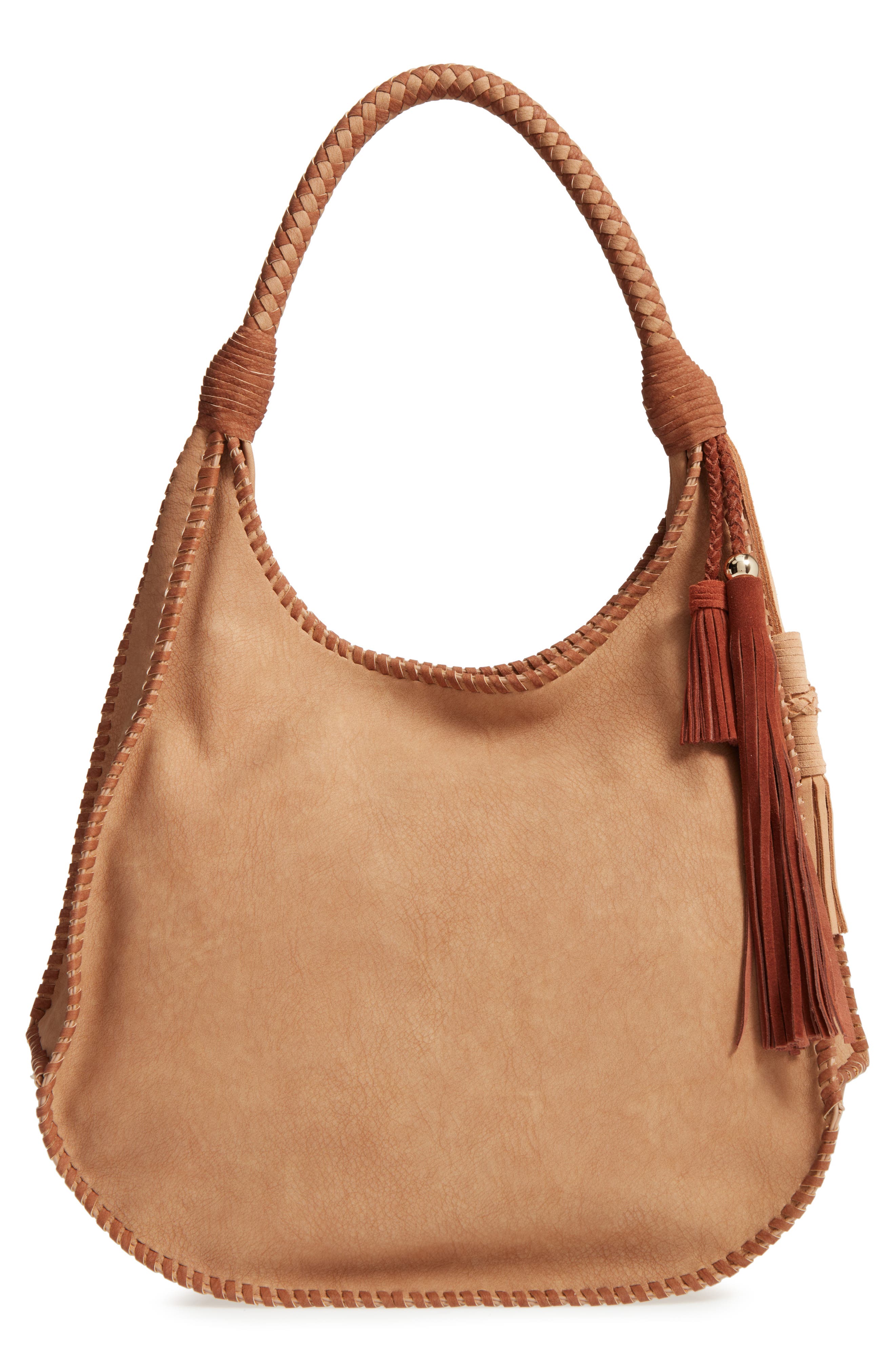 by Steve Madden Faux Leather Hobo, Main, color, SADDLE