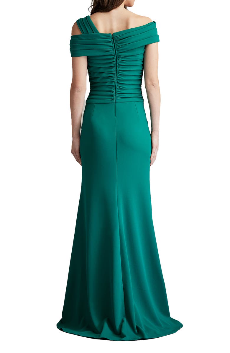 Tadashi Shoji Asymmetric Neck Pleated Gown, Alternate, color, 