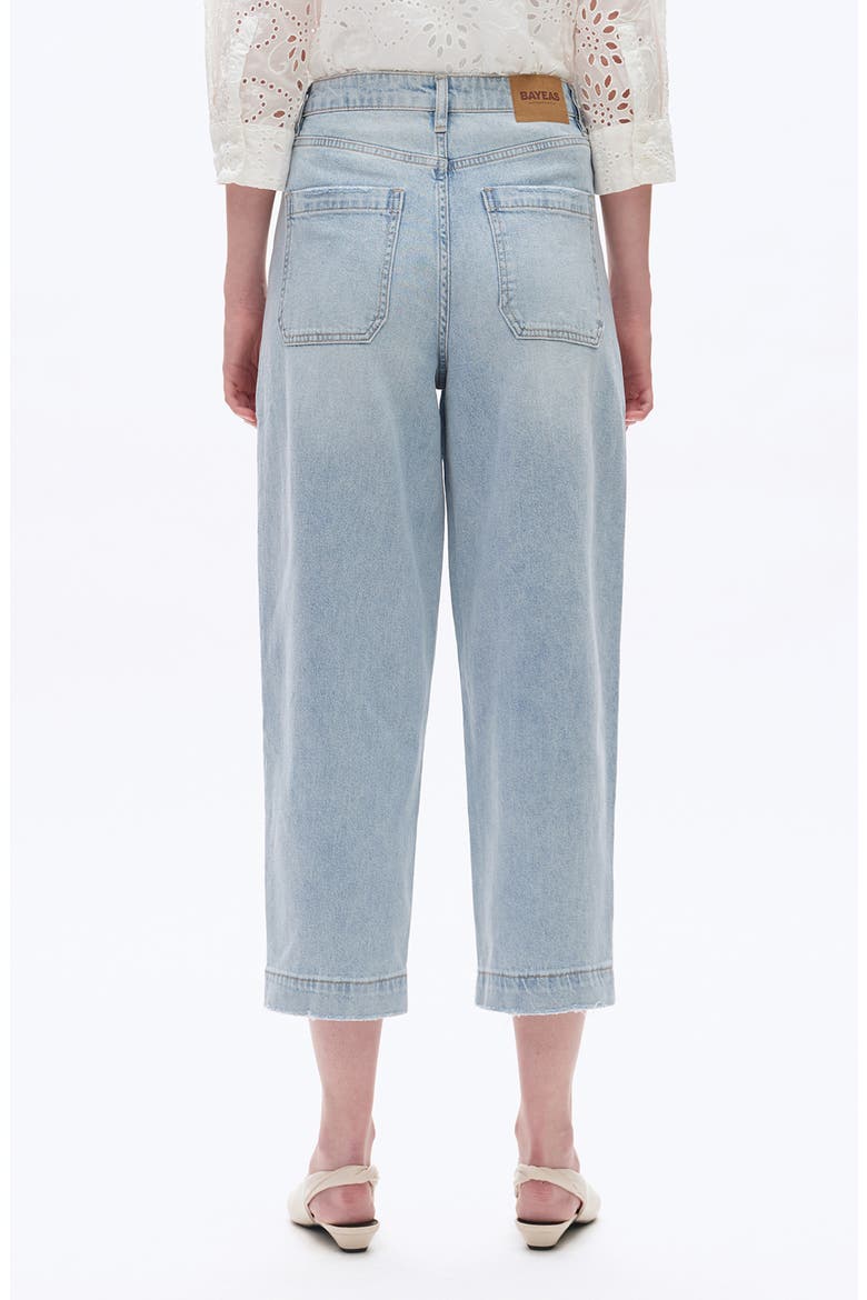 Utility Super High Waist Crop Barrel Jeans, Alternate, color, LIGHT BLUE