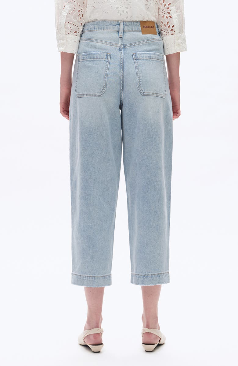 Bayeas Utility Super High Waist Crop Barrel Jeans, Alternate, color, Light Blue