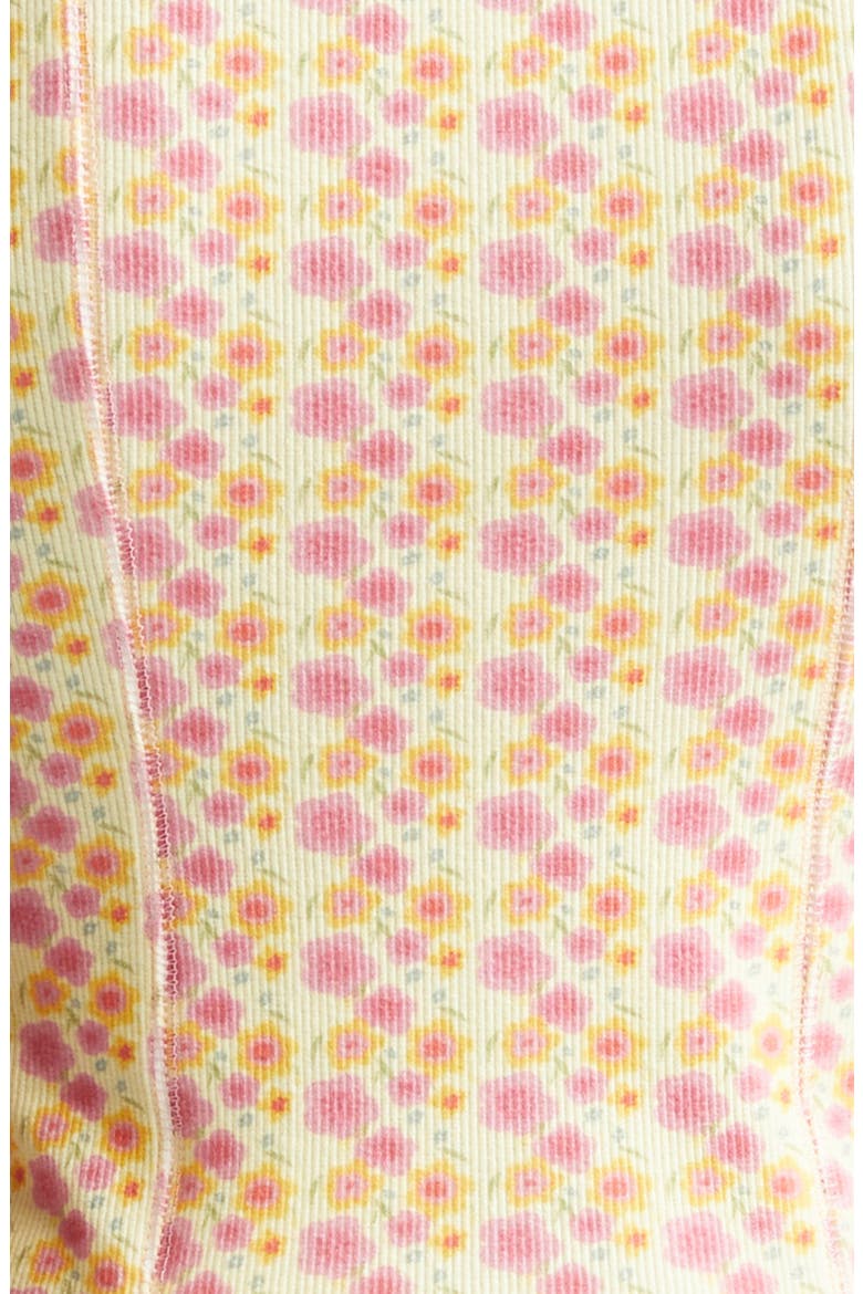 Floral Rib Jersey Corset Top, Alternate, color, PINK/ CREAM FLOWER