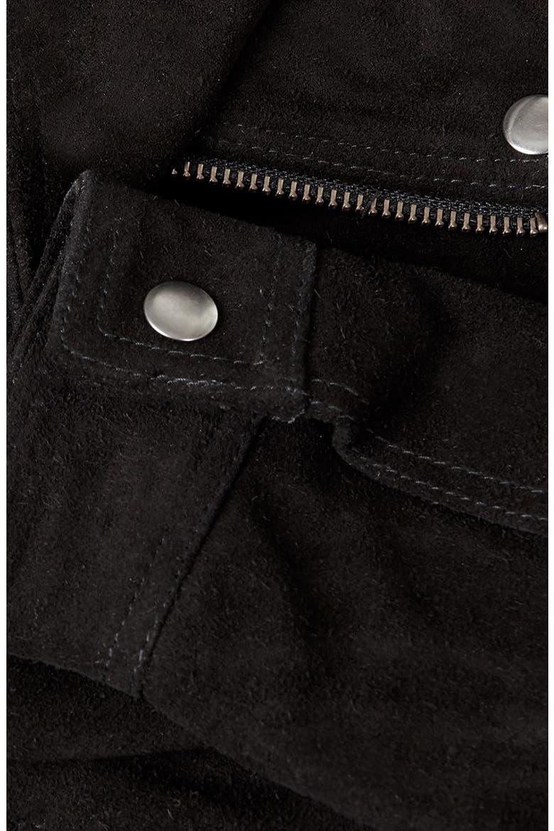 Black Suede Biker Jacket, Alternate, color, BLACK