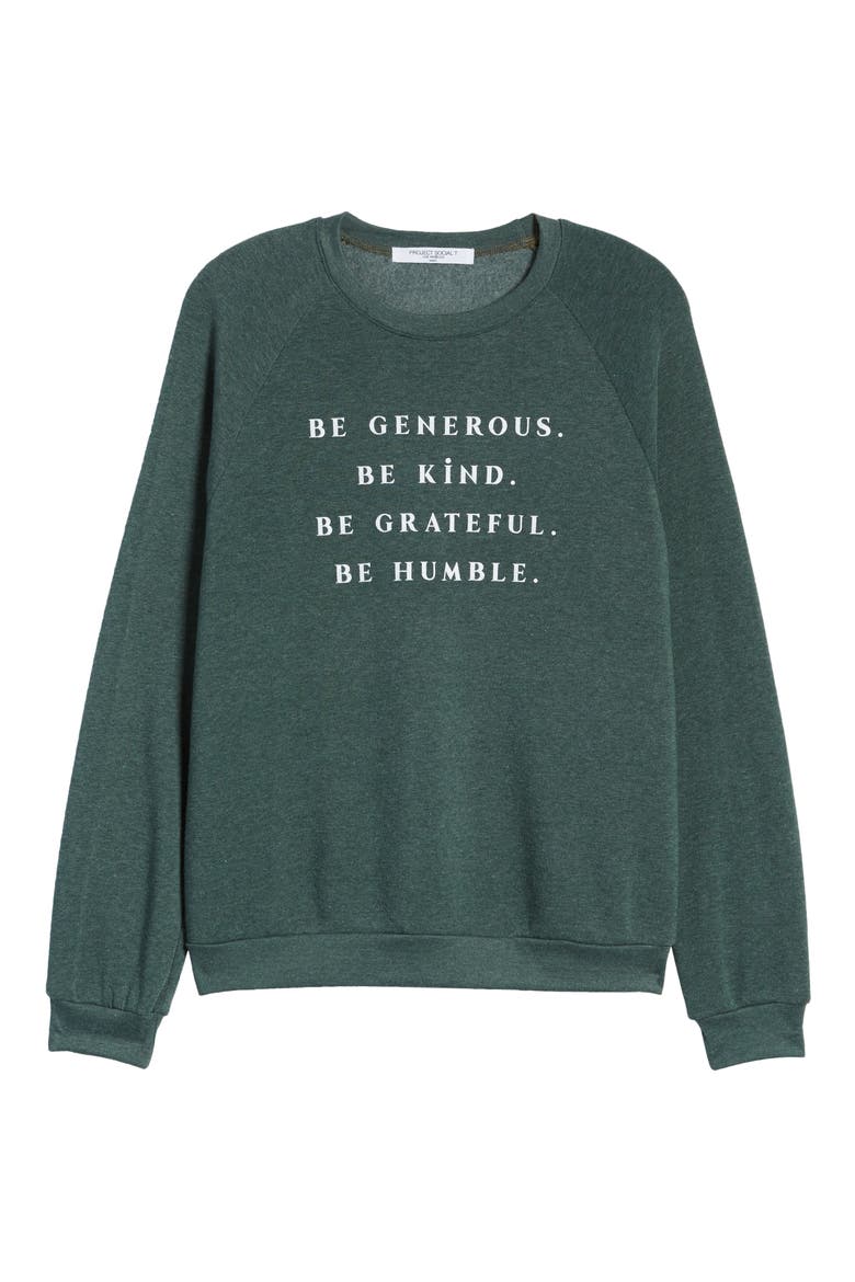 Be Generous Graphic Sweatshirt, Alternate, color, HEATHER FOREST