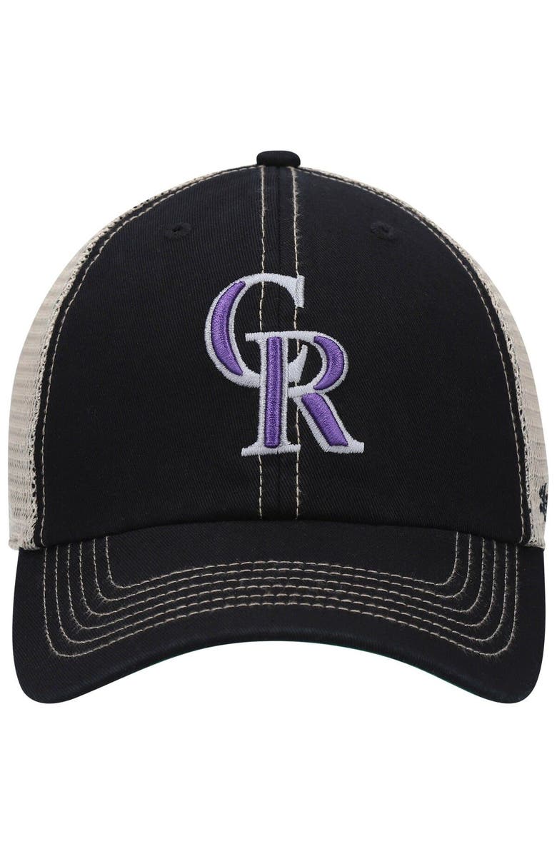 '47 Men's '47 Black Colorado Rockies Trawler Clean Up Trucker Snapback Hat, Alternate, color, 