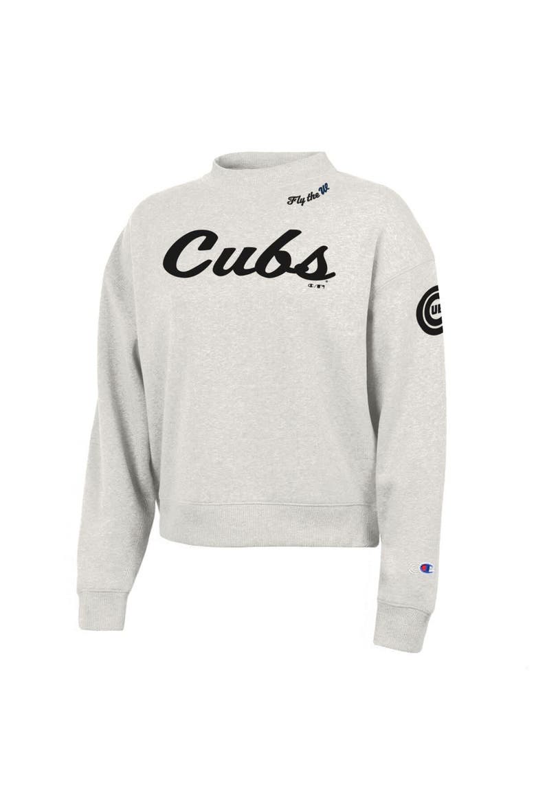 Women's Champion Stone Chicago Cubs Triumph Tri-Blend Sweatshirt, Alternate, color, Stone