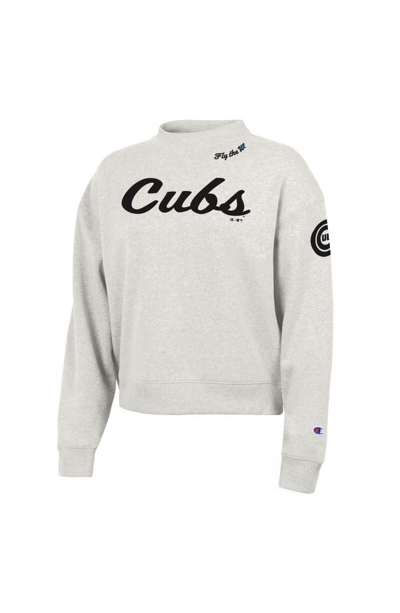 Champion Women's Champion Stone Chicago Cubs Triumph Tri-Blend Sweatshirt, Alternate, color, Stone