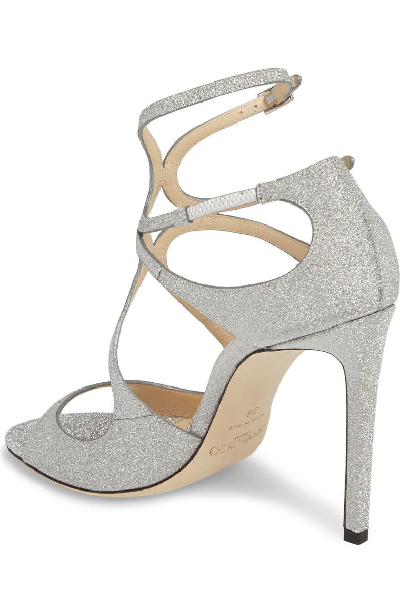 Jimmy Choo Lang Glitter Leather Sandal, Alternate, color,