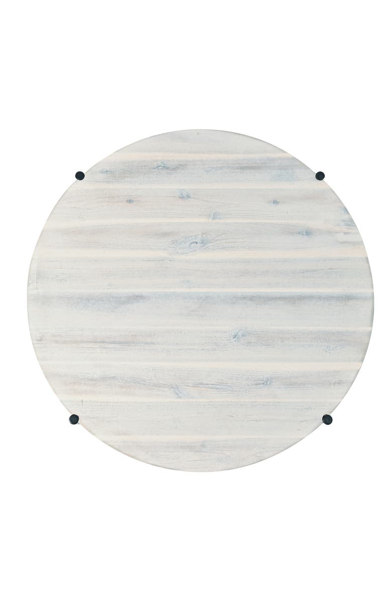 HAPPIMESS Carly 24.21" Modern Coastal Round Acacia Wood/Water Hyacinth Coffee Table with Storage Basket, Alternate, color, White