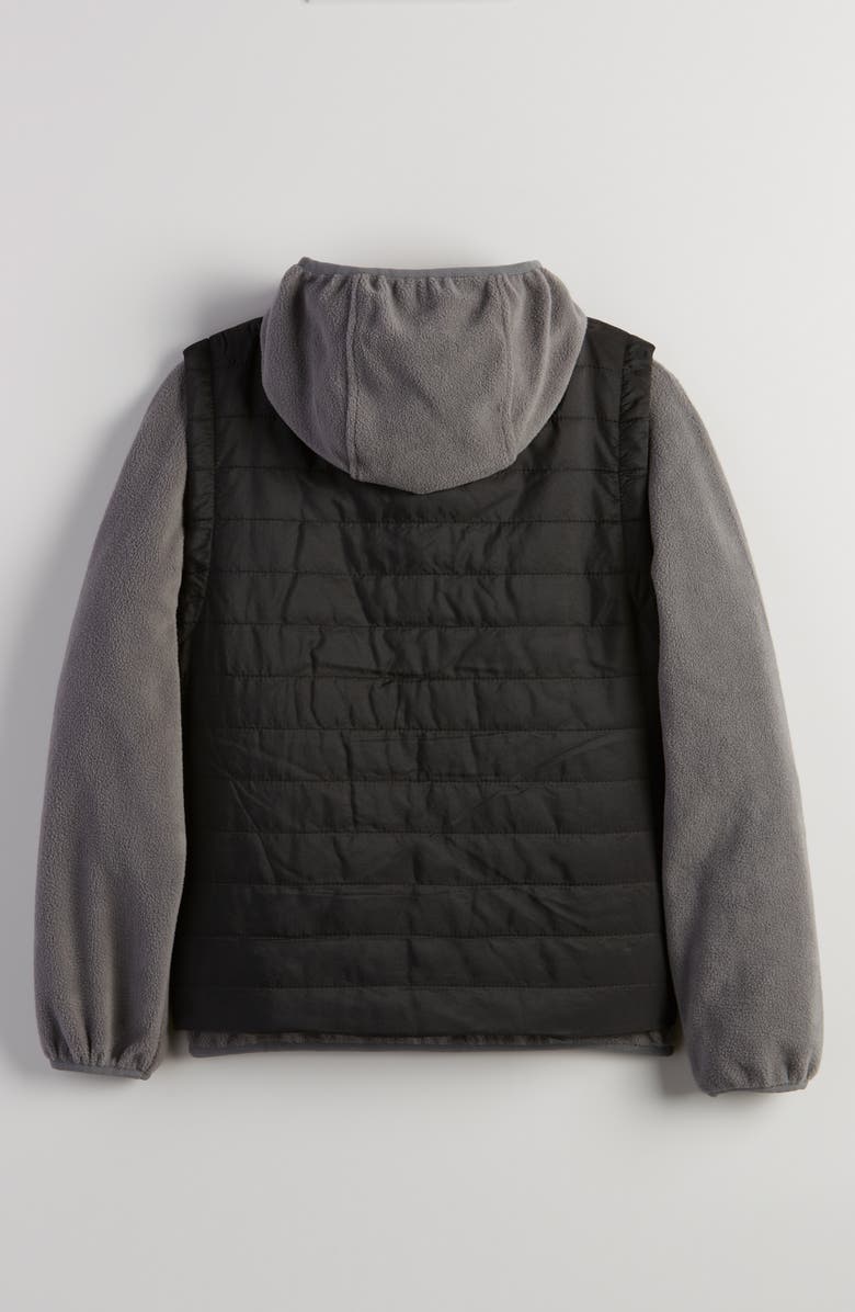 Nordstrom Kids' Convertible Quilted Vest & Zip Hoodie Set, Alternate, color, Black