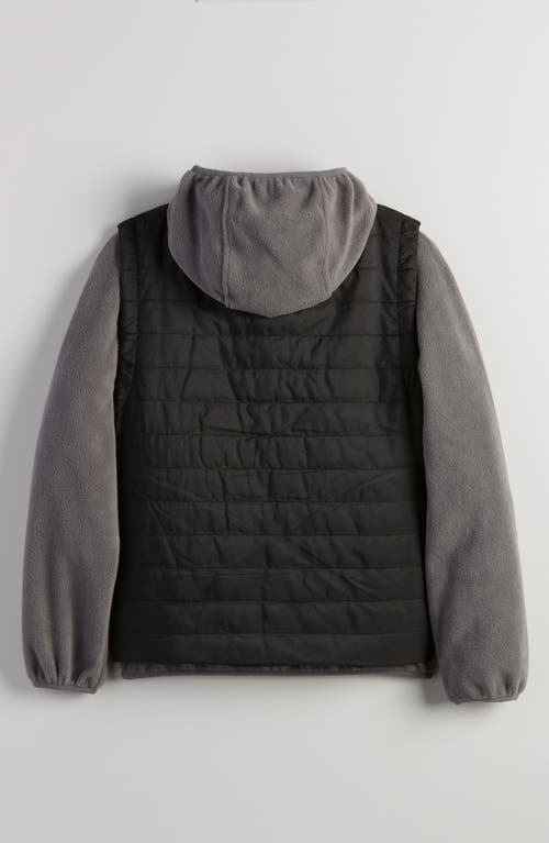 Nordstrom Kids' Convertible Quilted Vest & Zip Hoodie Set In Gray