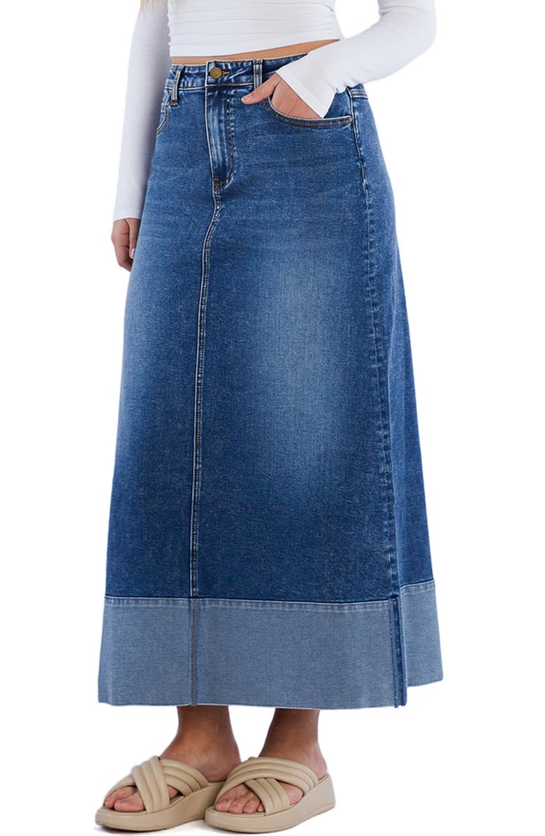 Wash Lab Denim Cuffed Denim Maxi Skirt, Alternate, color, Cuffed Blue