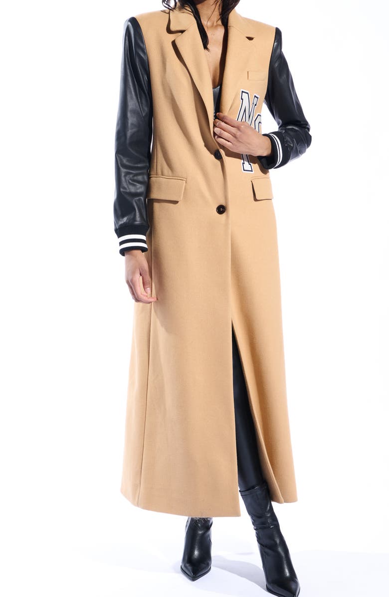 AZALEA WANG New York Mixed Media Coat, Main, color, Tan Multi