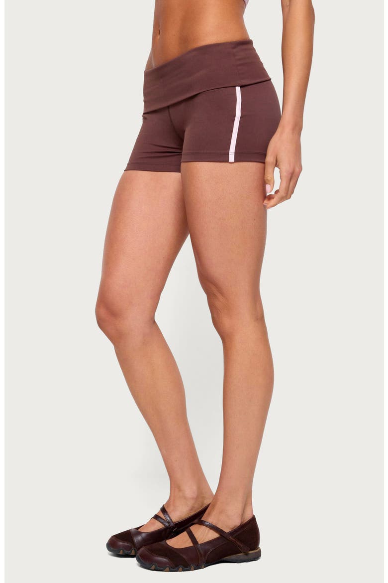 Ambar Contrast Stripe Foldover Shorts, Alternate, color, BROWN