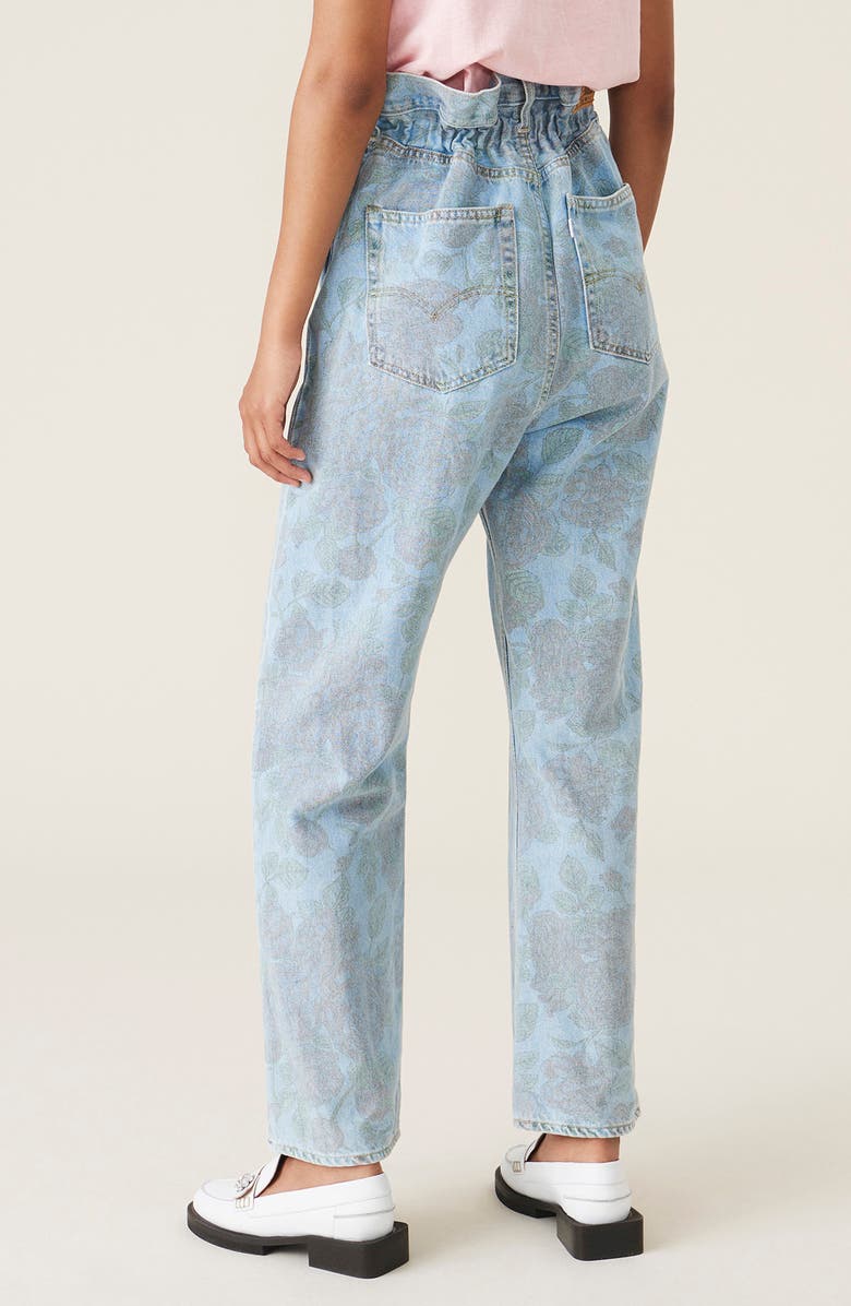 Ganni x Levi's<sup>®</sup> Floral Print Paperbag Waist Wide Leg Jeans, Alternate, color, 