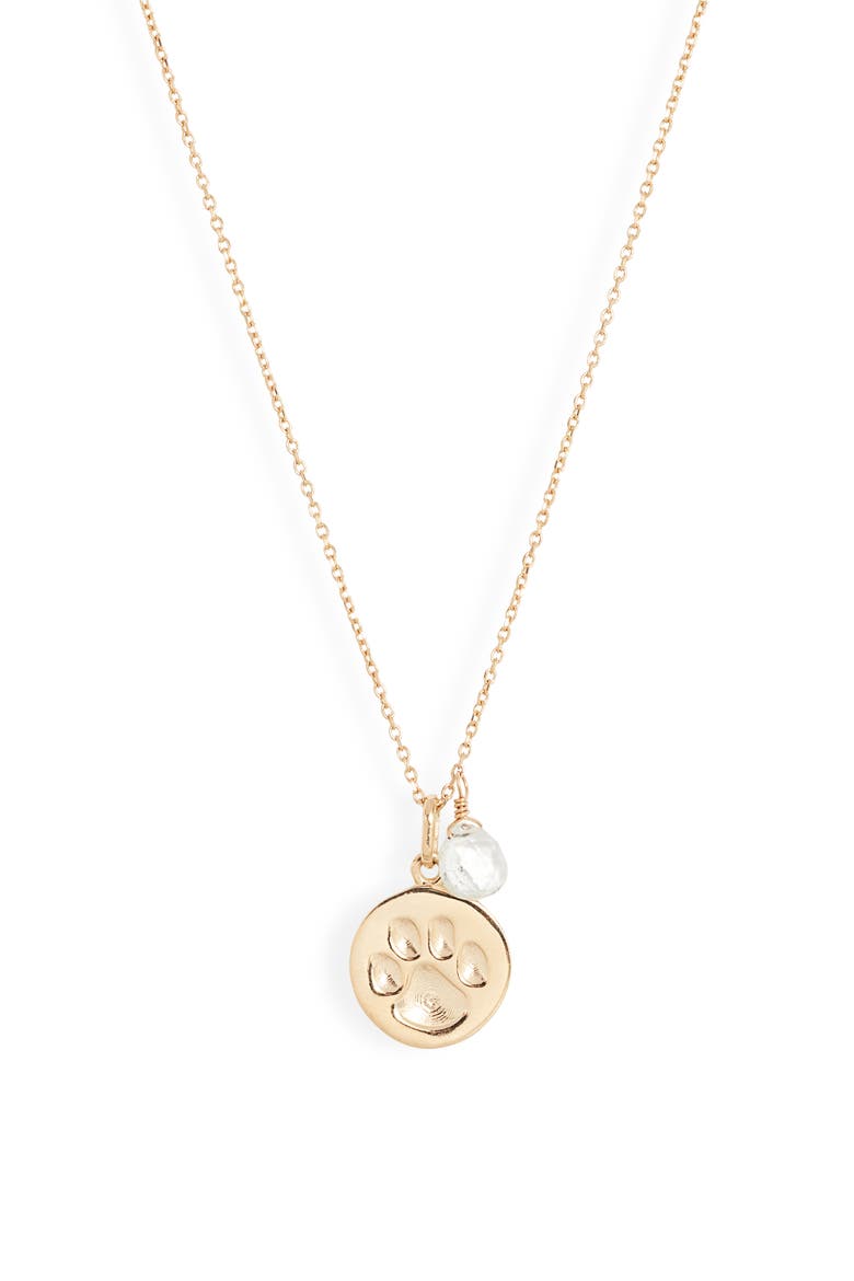 Paw Pendant Necklace, Main, color, GOLD