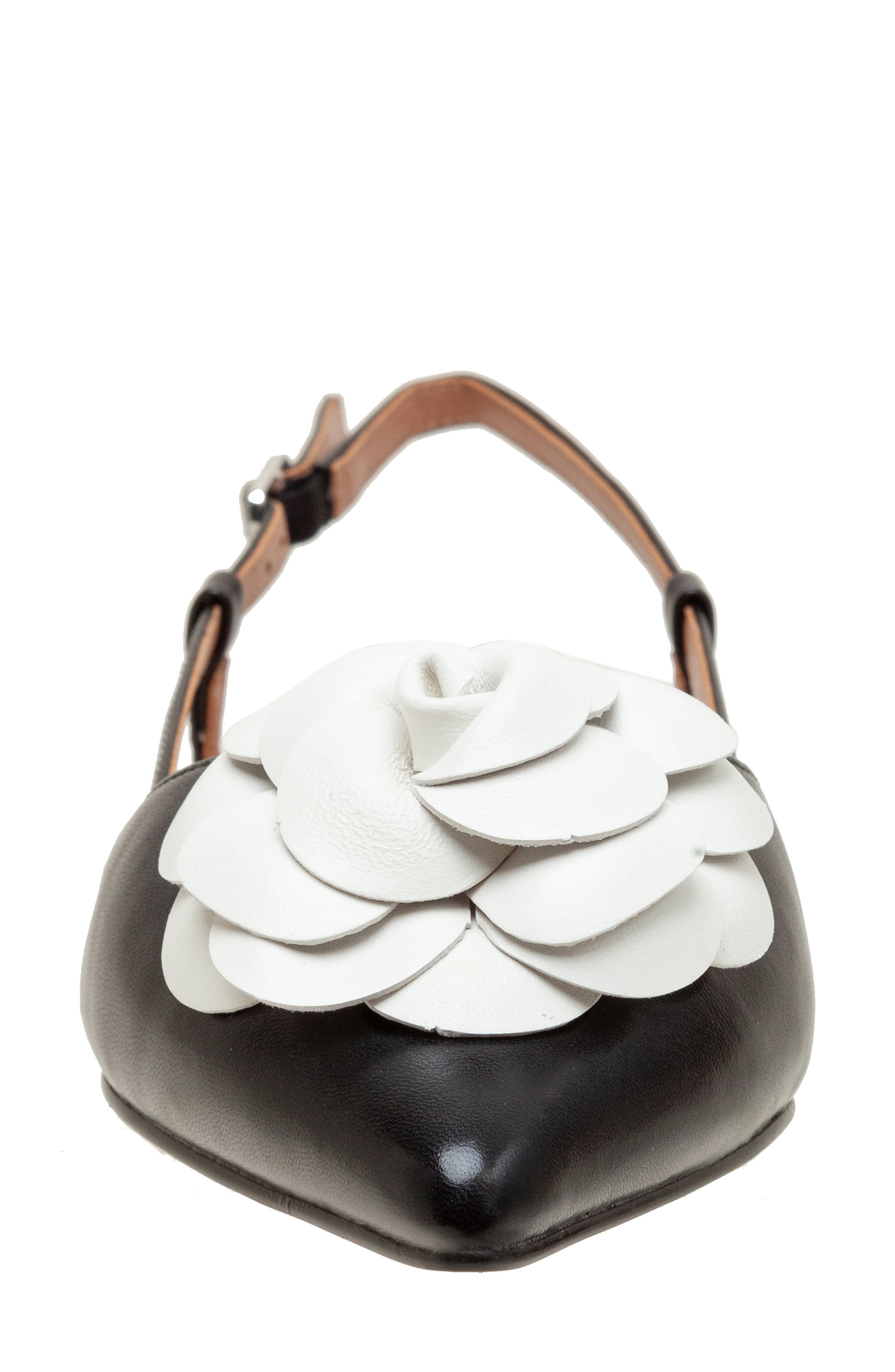 Linea Paolo Cammy Slingback Pointed Toe Flat, Alternate, color, Black/ Eggshell