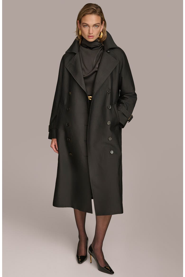 Double Breasted Trench Coat, Alternate, color, BLACK