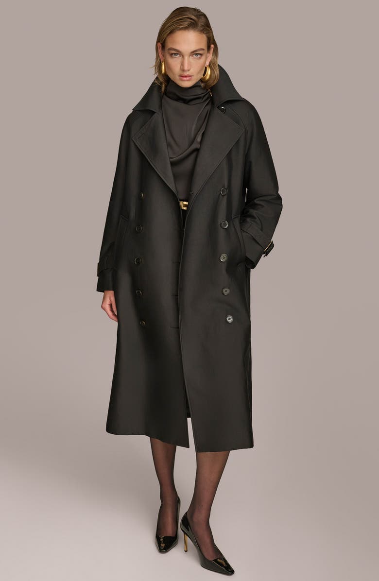 Donna Karan New York Double Breasted Trench Coat, Alternate, color, Black
