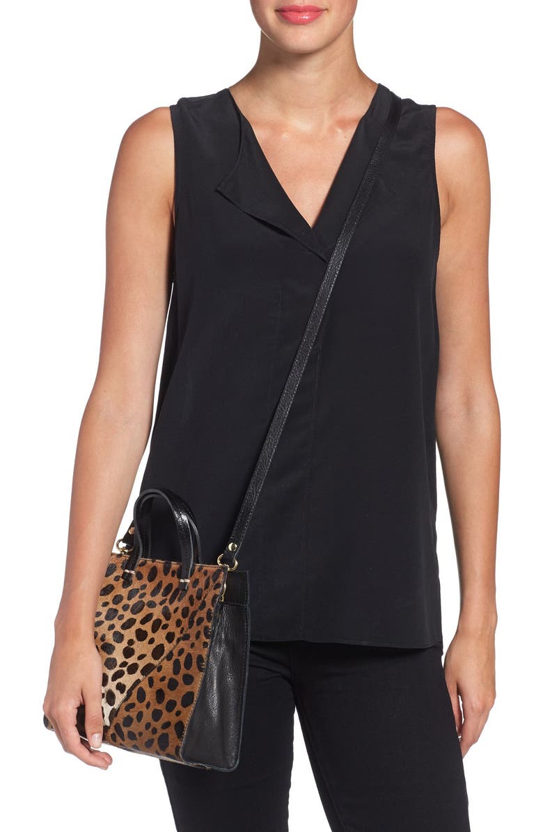 Clare V. 'Petit Simple' Leopard Print Genuine Calf Hair Tote, Alternate, color,
