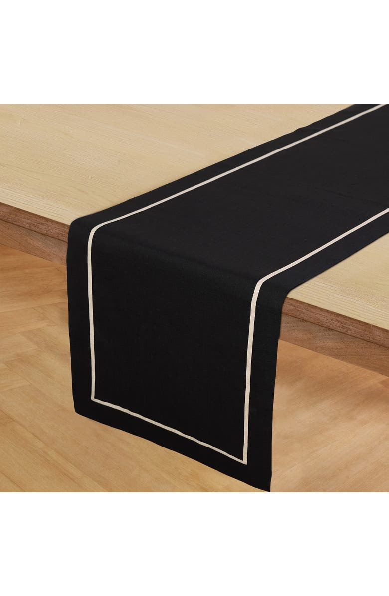 Solino Home Linen Table Runner for Dining Table, Holiday and Everyday Table Decor - Kensington, Alternate, color, Black