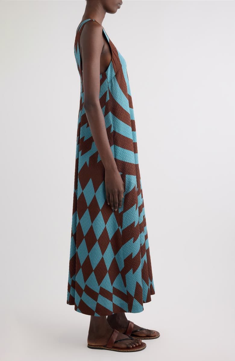 Dries Van Noten Dea Graphic Print Stretch Silk Trapeze Dress, Alternate, color, Raf