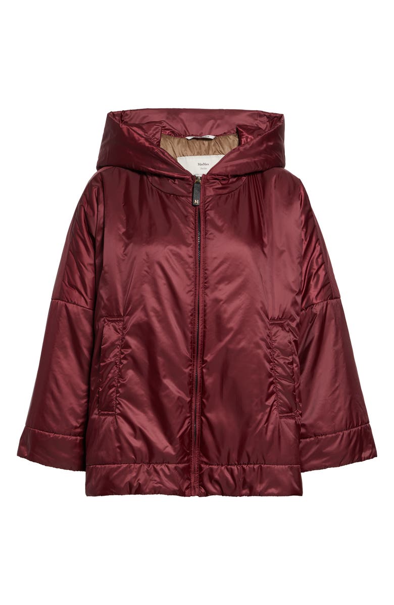 Max Mara Oversize Water Repellent Hooded Puffer Jacket, Alternate, color, Red