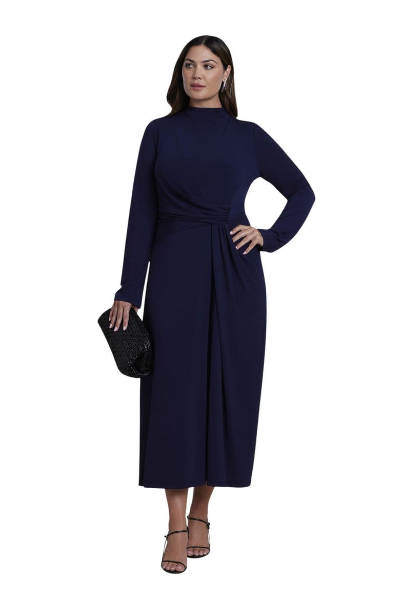 Draped Knit Maxi Dress (plus), Main, color, EVENING BLUE