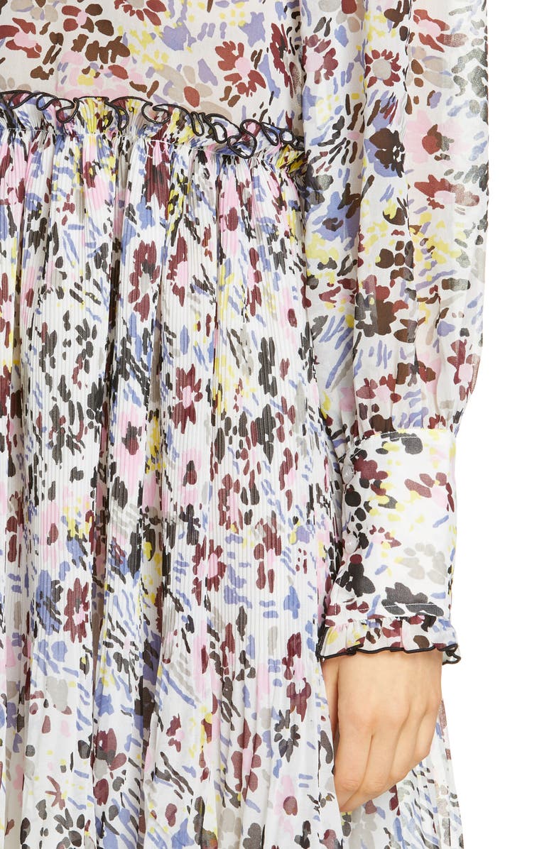 Ganni Long Sleeve Floral Print Georgette Dress, Alternate, color,