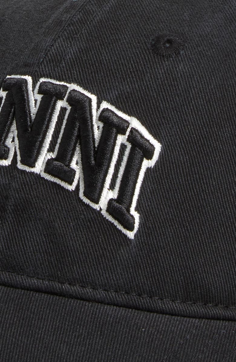 Ganni Washed Cotton Canvas Baseball Cap, Alternate, color, Black