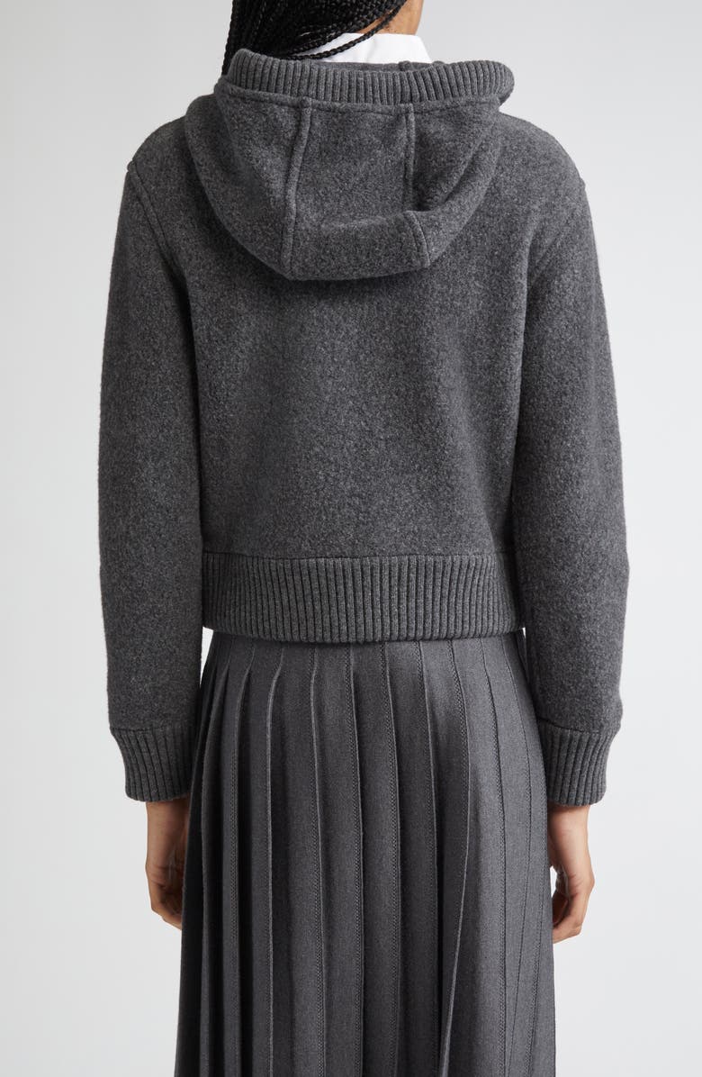 Thom Browne Wool Fleece Full Zip Hoodie, Alternate, color, Charcoal