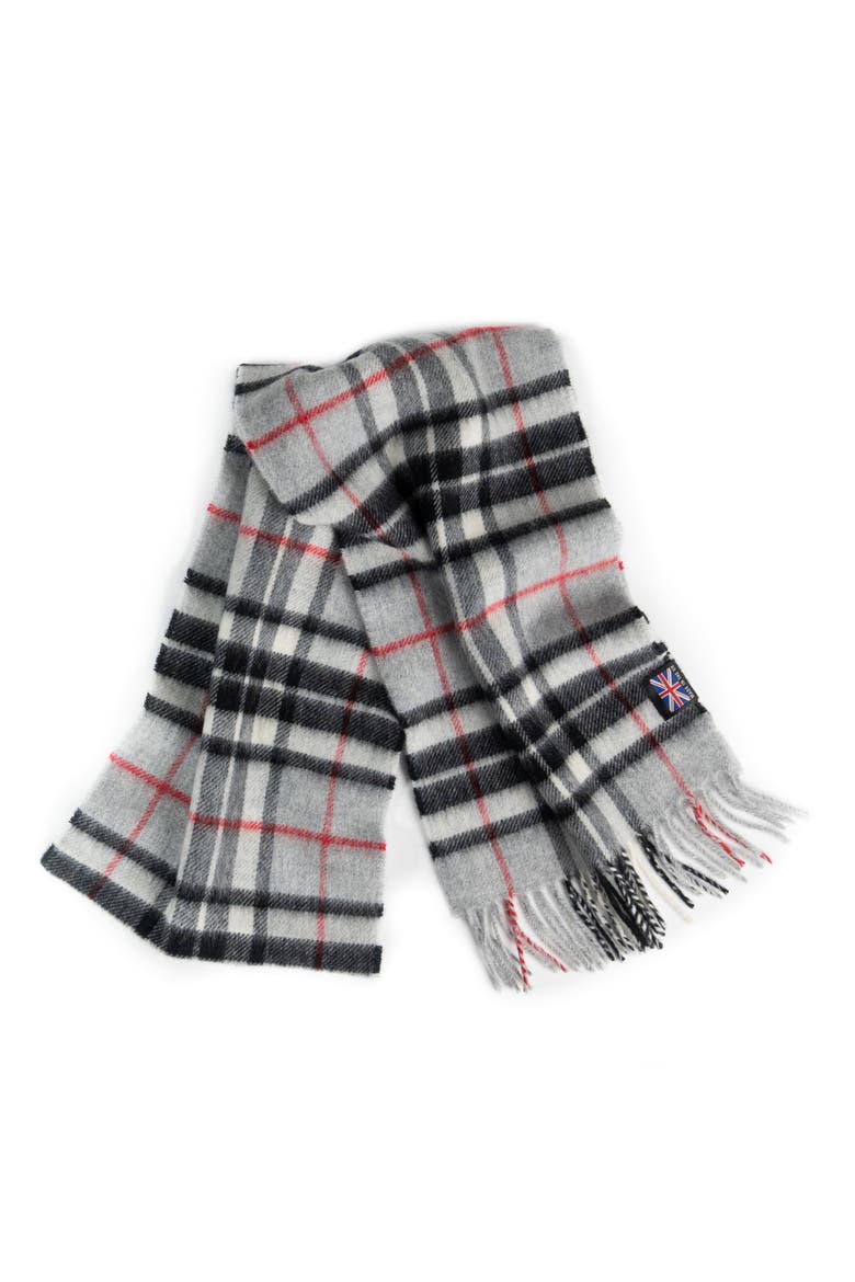 Merino Lambswool Tartan Scarf, Main, color, Grey Thompson