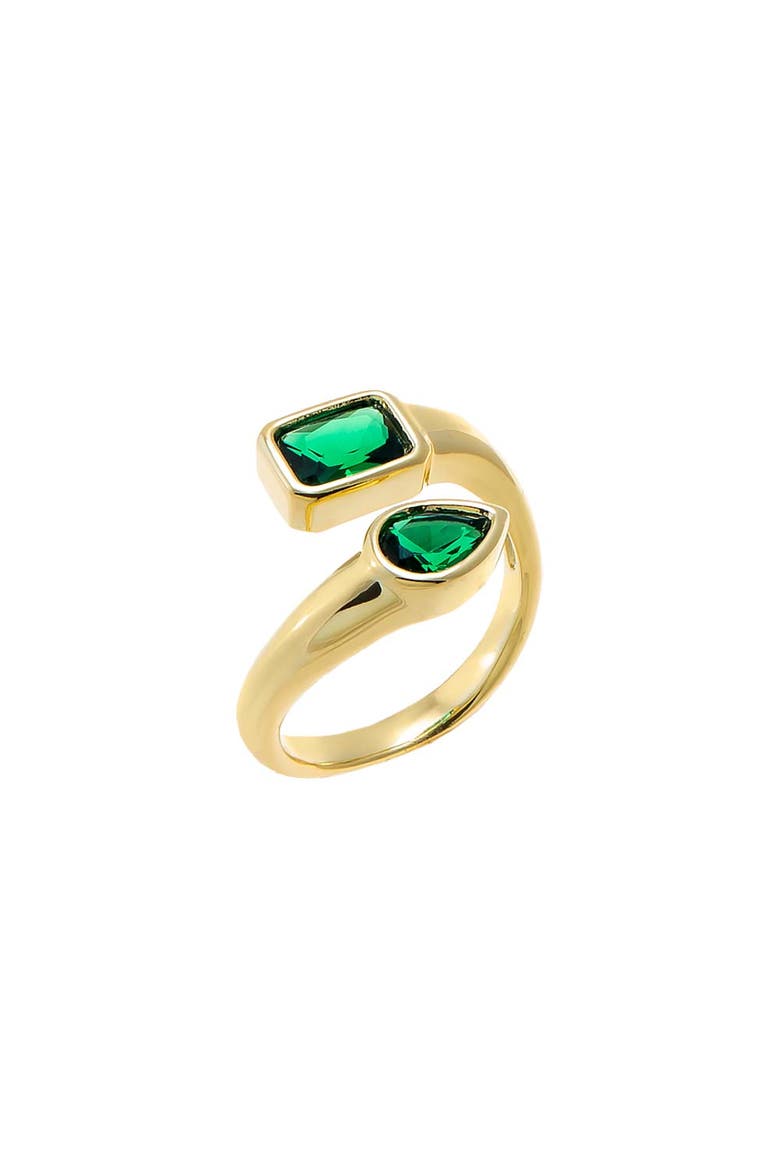 Colored Double Shape Crossover Ring, Main, color, Emerald Green