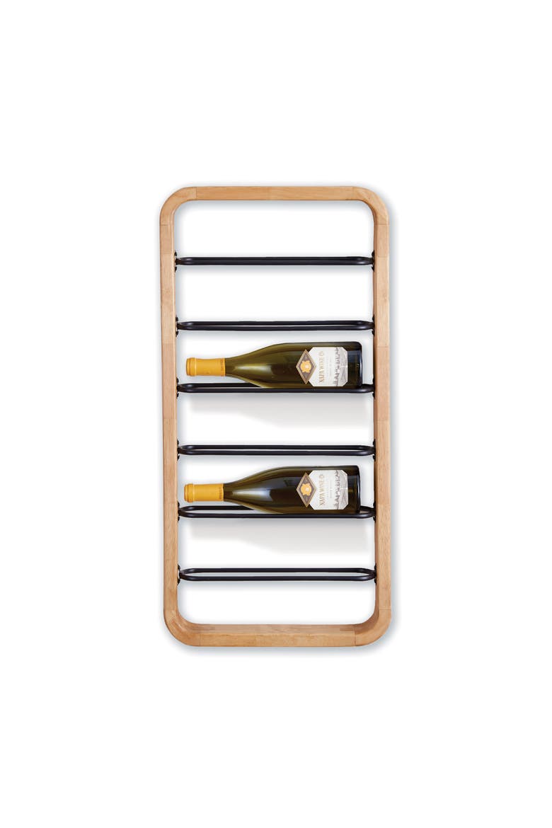 Hoxton 6-Bottle Wall Bottle Rack Display 31.5", Main, color, Brown