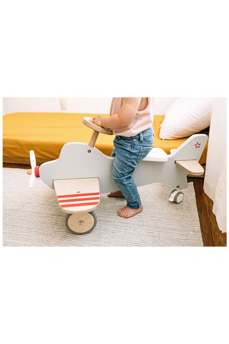 by Asweets Wood Airplane Rocker N Ride On, Alternate, color, NO COLOR