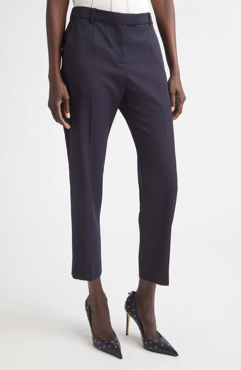 McQueen Wool Cigarette Trousers, Main, color, Navy