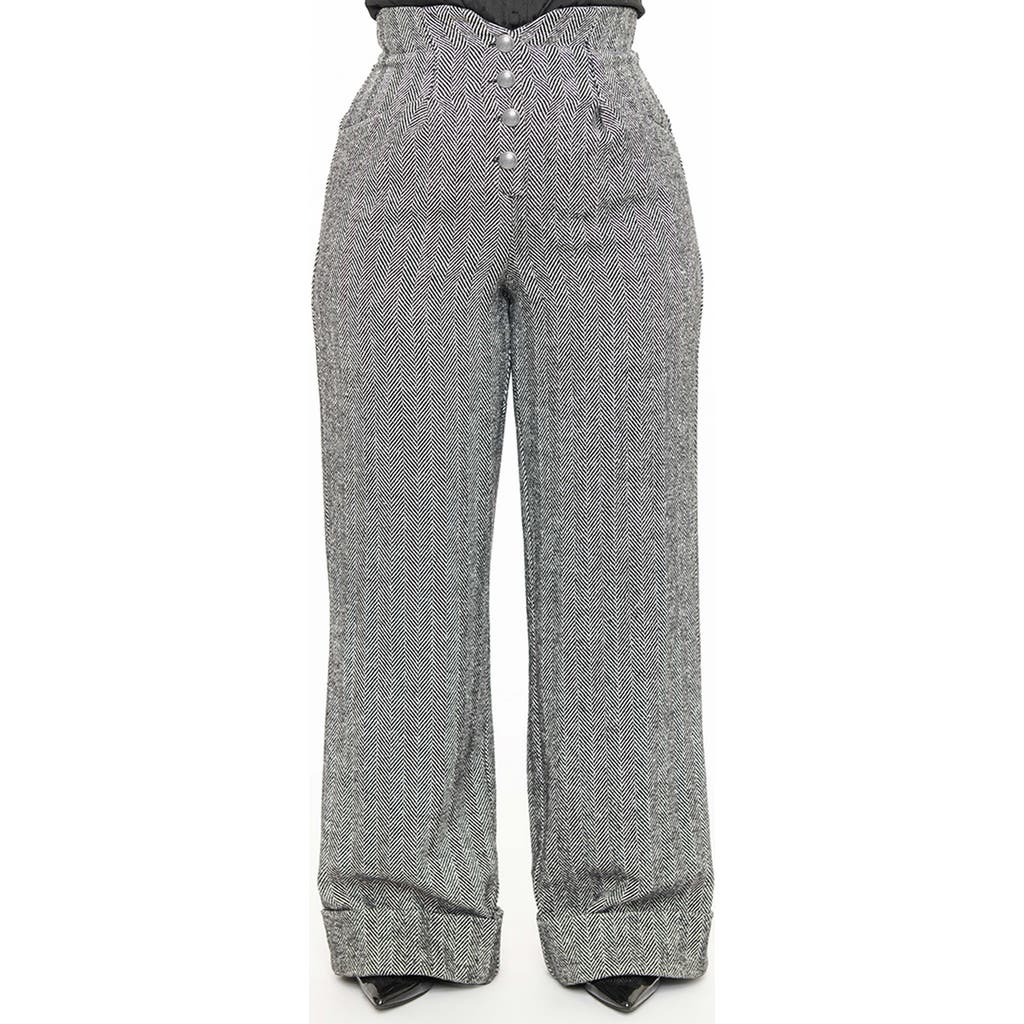 Unique Vintage 1940s Buttoned Wide Leg Trousers In Grey